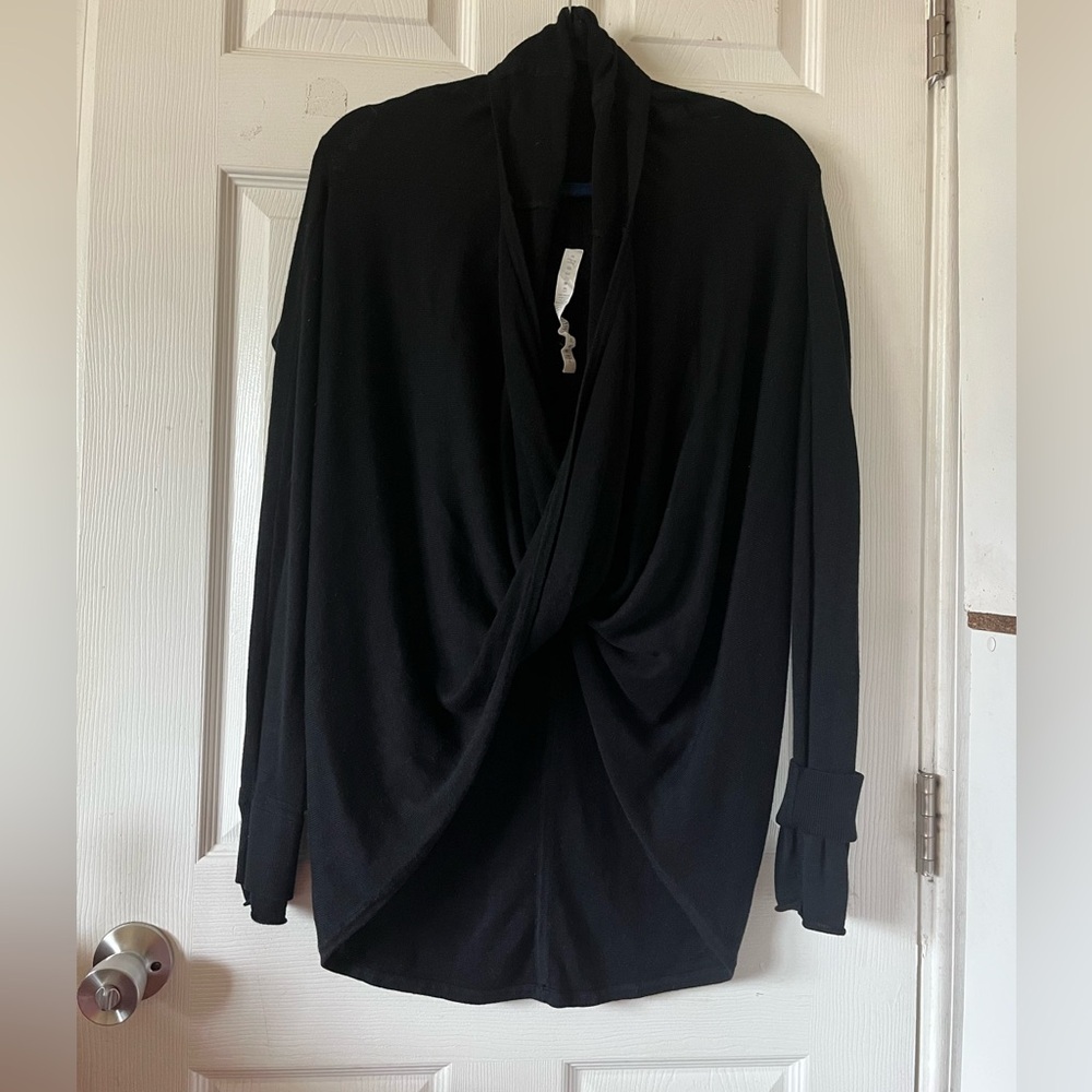 Lululemon Iconic Wrap Cow Neck Black Women’s Sweater Knit Long Sleeves Sz 6